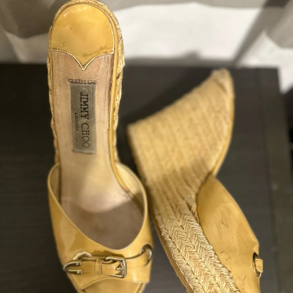 Authentic Jimmy Choo Women’s Yellow Wedge Sandals